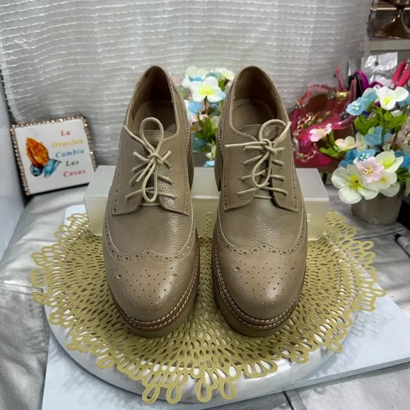 (E) DONNA CATTIVA Women's Platform Oxford Shoes leather with Laces,Size 7/6.5USA - Picture 2 of 13